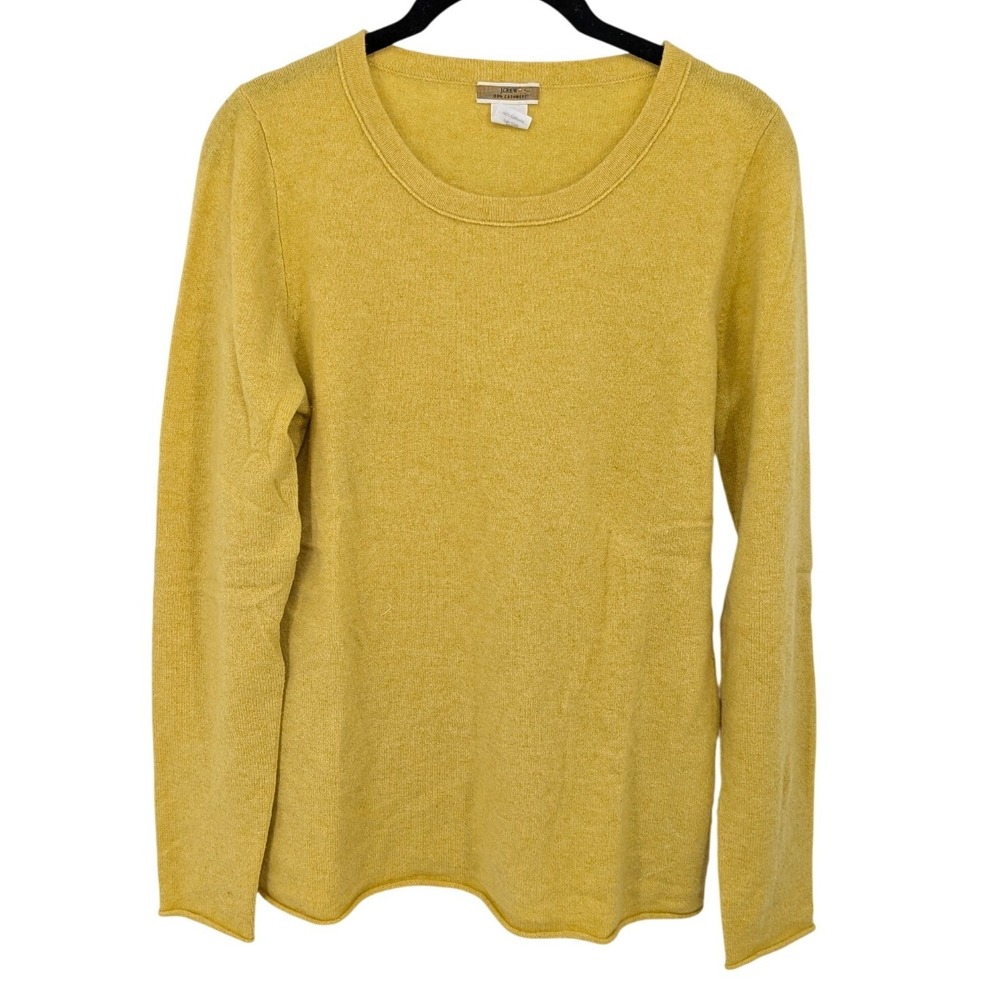 J Crew Sweater Women Medium Yellow 100% Cashmere Crew Neck Long Sleeve Luxury